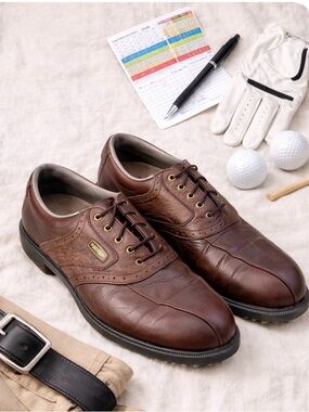 Footjoy Dryjoys Aquaflex Golf Shoes Brown Leather Men's Size 9M 53478